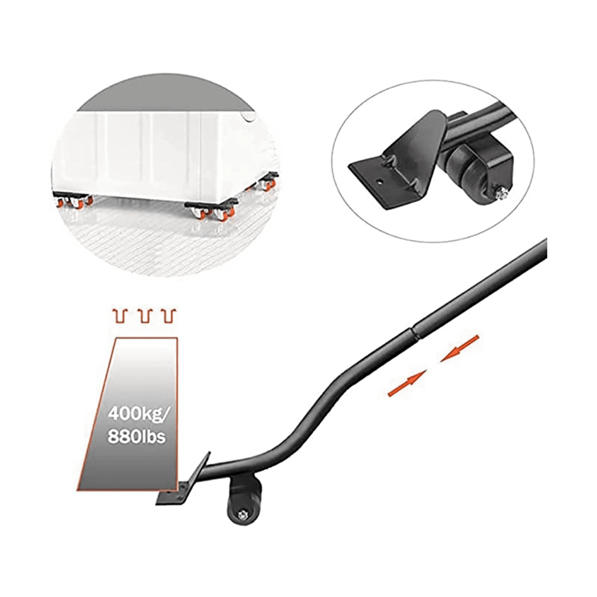 Furniture Moving Tool, 880 Lbs, with 4 Wheels and Portable Lift, for Moving Furniture, Refrigerators, Sofas Black