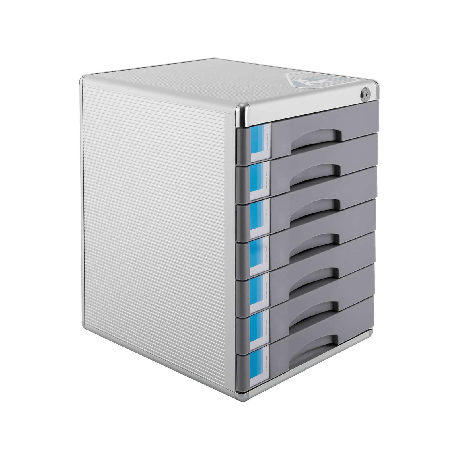 Office Filing Cabinet 7 Drawer Aluminum Alloy File Cabinet With Lock, Grey