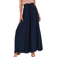 thumbnail image 1 of Pantalones Casuales para Mujer, con Cintura Elástica y Pierna , con Bolsillos. Azul Marino M, 1 of 9