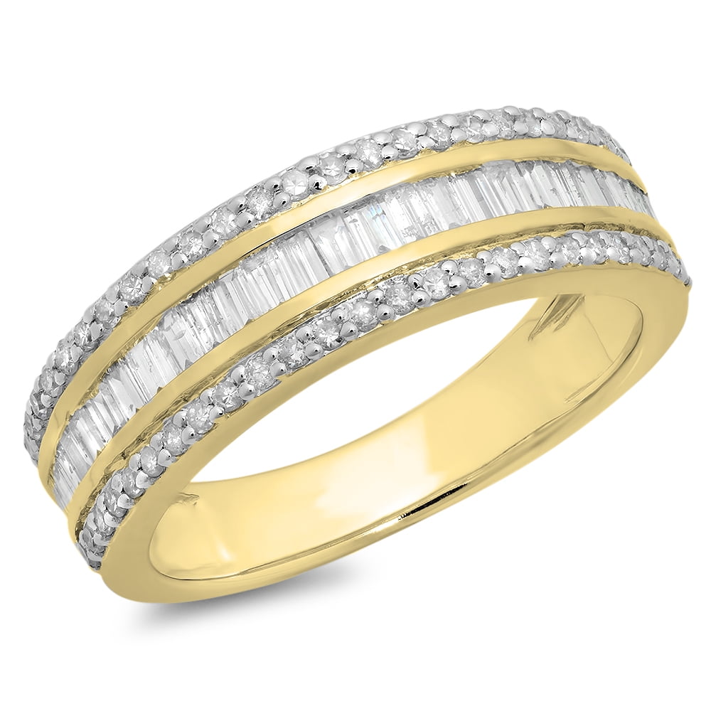 10kt Yellow Gold Mens Round Diamond 2-tone Wedding Anniversary Band Ring 1/4 Ctw 