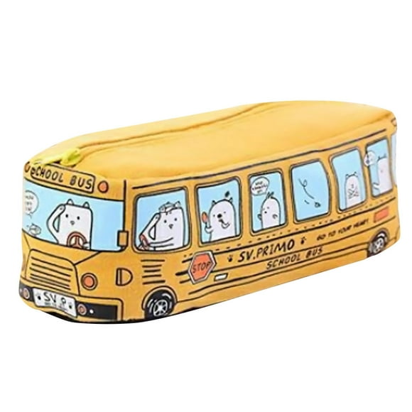 Lolmot Pencil Case for School Students Kids Cats School Bus Pencil Case Bag Office Stationery Bag Freeshipping