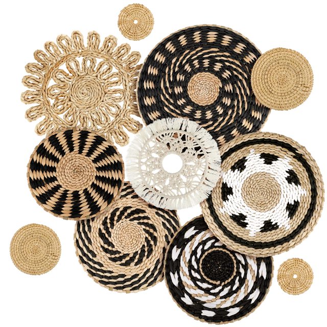 Juego de 11 cestas decorativas para pared, estilo Tatuo Boho