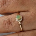 thumbnail image 2 of Diamond & Opal Halo Ring, 925 Sterling Silver Ring, Anniversary Ring, Bezel Set, October Birthstone Ring, Handmade Fine Jewwelry., 2 of 5