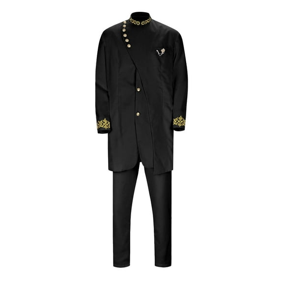 Men's underwear Nights for Men Men Two Piece Suit Dresses for Mens Full Suit Light Tux Three Button Men's Dress Coat Big And Tall Mens Vest Dress African Solid Color Personality Fashion Black M