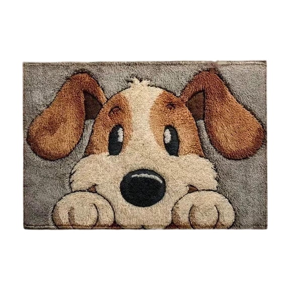 Luoshdecor Cotton Animal Bath Mat,Cute Dog Plush Bath Rug-Non-Slip Absorbent for Bathroom Home Decor 23.6x15.7 in