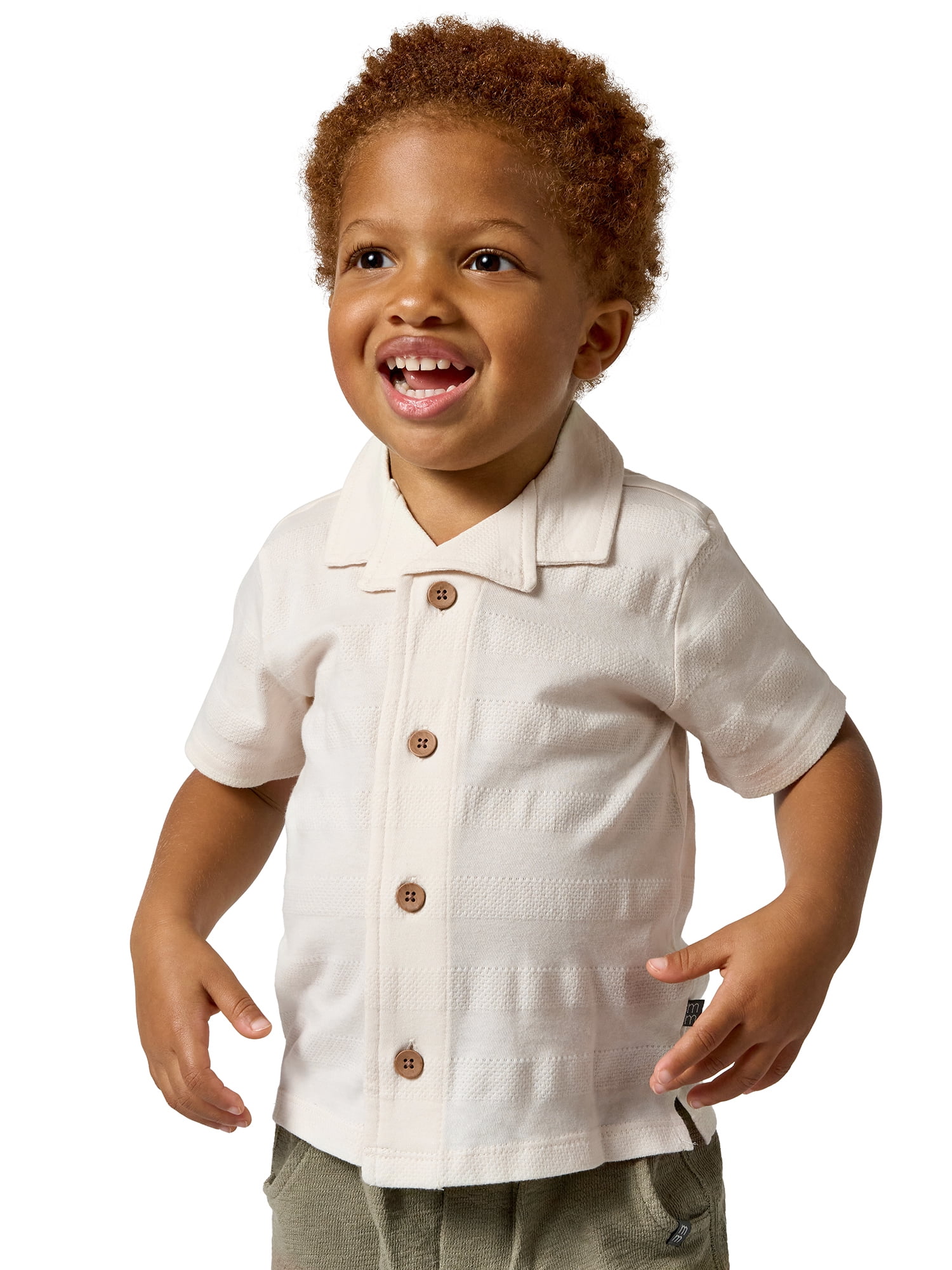 Modern Moments by Gerber Baby and Toddler Boy Organic Button Up Collar Top, Sizes 0/3 Months - 5T