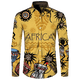 thumbnail image 3 of Camisa con botones para hombre nueva, camisas de manga larga con estampado africano Dashiki, ropa tradicional para parejas, ropa de calle de estilo étnico de hip hop, 3 of 5