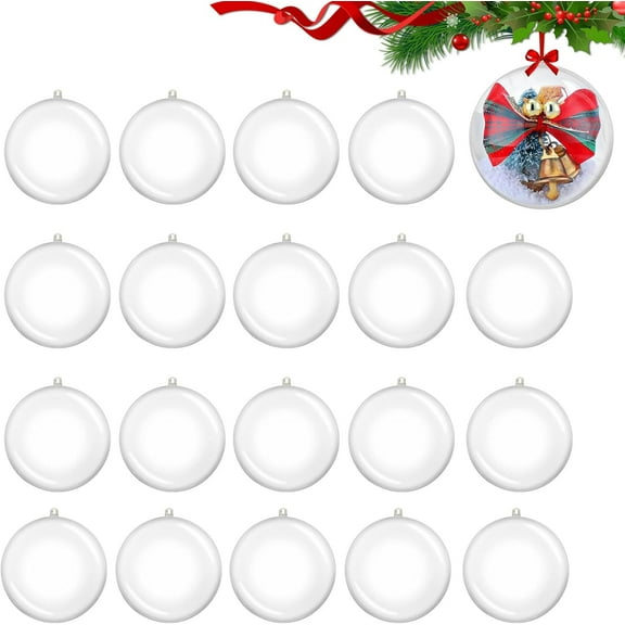 20Pcs Clear Plastic Fillable Baubles, 8cm Fillable Christmas tree decorations, DIY Plastic Ball Filling Balls, Acrylic Balls for Weddings, Christmas, and Home Decor, Christmas Decorations (8CM)