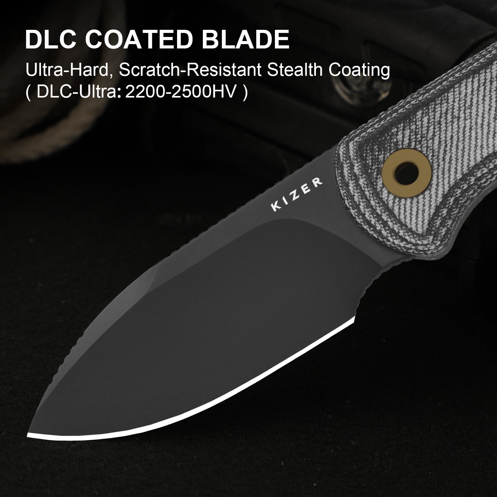 Kizer Drop Bear Fix Drop Point Fixed Knife S45VN Blade Micarta Handle With Sheath 1094A4
