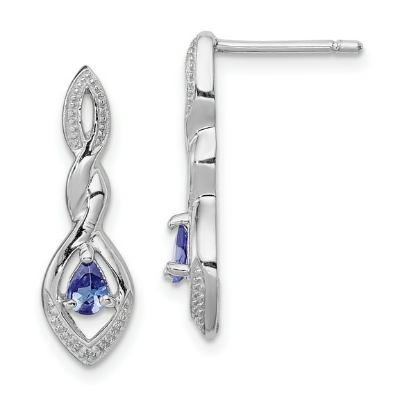 Primal Silver Sterling Silver Rhodium-plated Diamond and Tanzanite Post Earrings