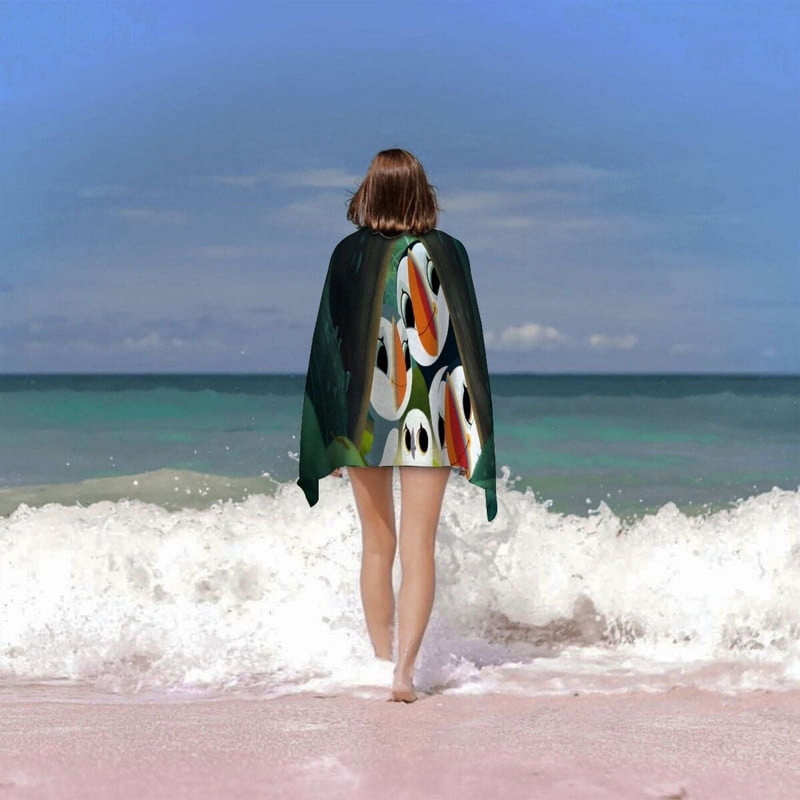 Puffin Rock Cartoon Gifts Beach Towel for Women Kids Birthday Bath Outdoor Quick Dry Lightweight 30.7×51in