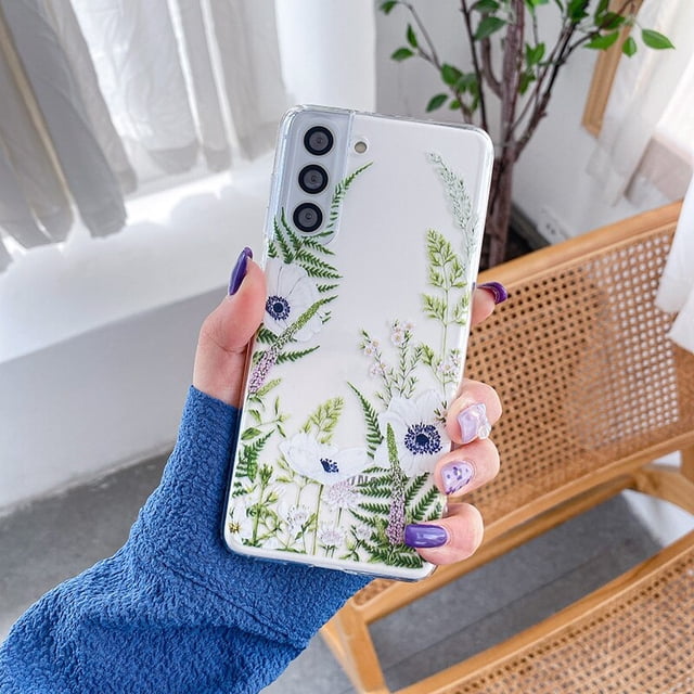 Funda de teléfono con flores bonitas para mujer, carcasa suave de TPU para Samsung Galaxy S22 Plus S21 Ultra S20 FE S10 Note 20 A12 A13 A32 A52 A72 A82 5G qiuyongming unisex