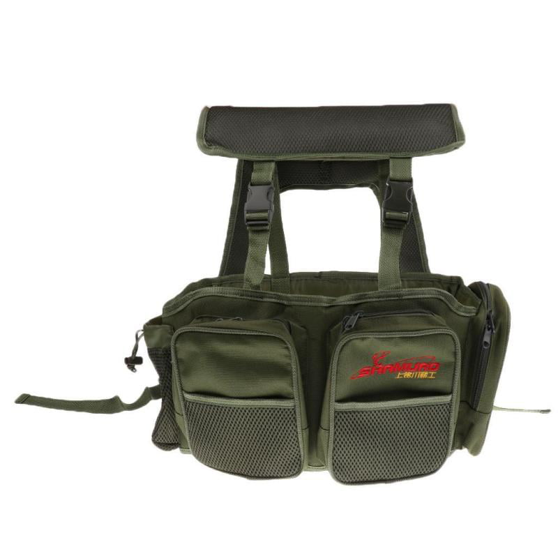 Heavy Duty Fishing Tackle Seat Bag Backpack Box With Padded Strap & Seat 