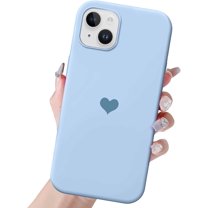 for Silicone iPhone 15 Plus Case Heart Women Girly Hybrid with Soft Anti-Scratch Microfiber Lining Protective Phone Cases for iPhone 15 Plus Blue
