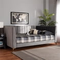 thumbnail image 6 of Bowery Hill Velvet Gray/Gold Daybed Rectangular Channel Tufted 93.7"W Unassembled, 6 of 8