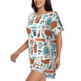 thumbnail image 2 of Naloa Cute Tableware Women's Short-Sleeved Pajama Set, Loungewear, Summer pajamas, Breathable Cozy - Large, 2 of 9