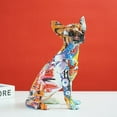 thumbnail image 4 of Resin Graffiti Chihuahua Dog Sculpture Animal Statue Pop Art Modern Objects Home Living Room Shelf Decoration Items Rack, 4 of 7