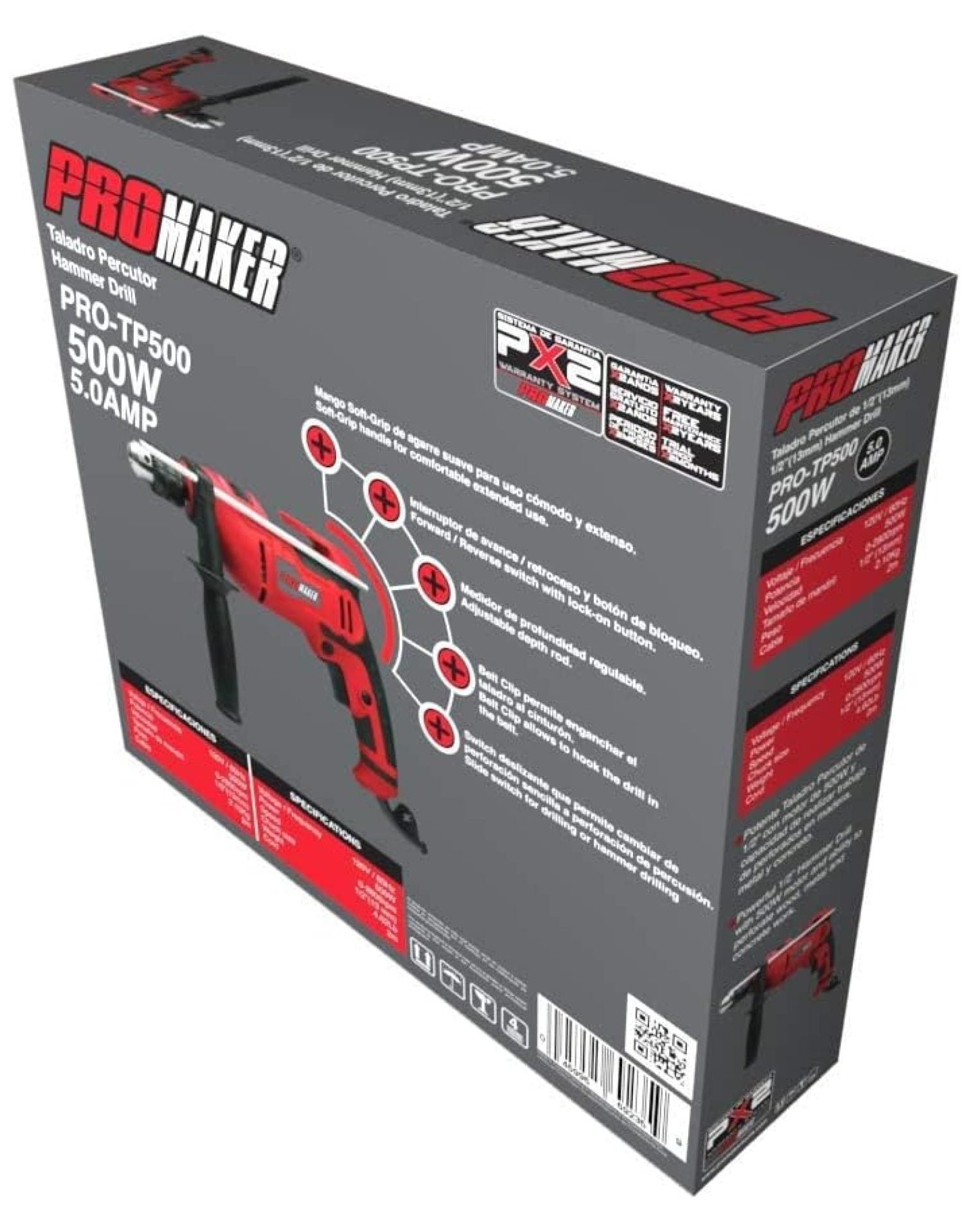 XYX Hammer Drill, 5.0AMP. 500W 1/2in PRO-TP500