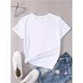thumbnail image 3 of Women's Casual Short Sleeve T-Shirt With "Happy" Script, Classic White Tee For Everyday Wear, Comfortable Top With Round Neck – Fashion Sportswear Tee, 3 of 6