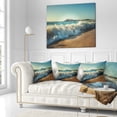 thumbnail image 2 of Designart Stormy Waves Hitting Beach Sand - Modern Beach Throw Pillow - 18x18, 2 of 4