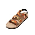 thumbnail image 3 of Yuanlong Womens Sandals Flat Beach Sandals Printed Crisscross Strap Slingback Breathable Hollow Daily Leisure Shoes, 3 of 7