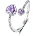 thumbnail image 1 of Anillo para niñas Anillos de plata de ley 925 con piedras natales para mujeres Anillo ajustable con piedras de corazón abierto Anillo del mes de constelación Joyería de regalo de cumpleaños y San, 1 of 6