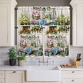 thumbnail image 4 of 3 Piece Kitchen Curtains and Valances Set Spring Daisy Cafe Curtains 24 Inch Length Flowers Farmhouse Leaves Floral Pots Countryside Valance & Tier Curtain for Living Room Bedroom 54"x18"+27"x24"*2, 4 of 6