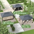 thumbnail image 2 of Kullavik 12'x16' Hardtop Gazebo, Outdoor Double Roof Canopy with Netting and Curtains, Galvanized Metal Frame, Sunshade for Patio, Backyard, Deck and Lawns-Sand, 2 of 7