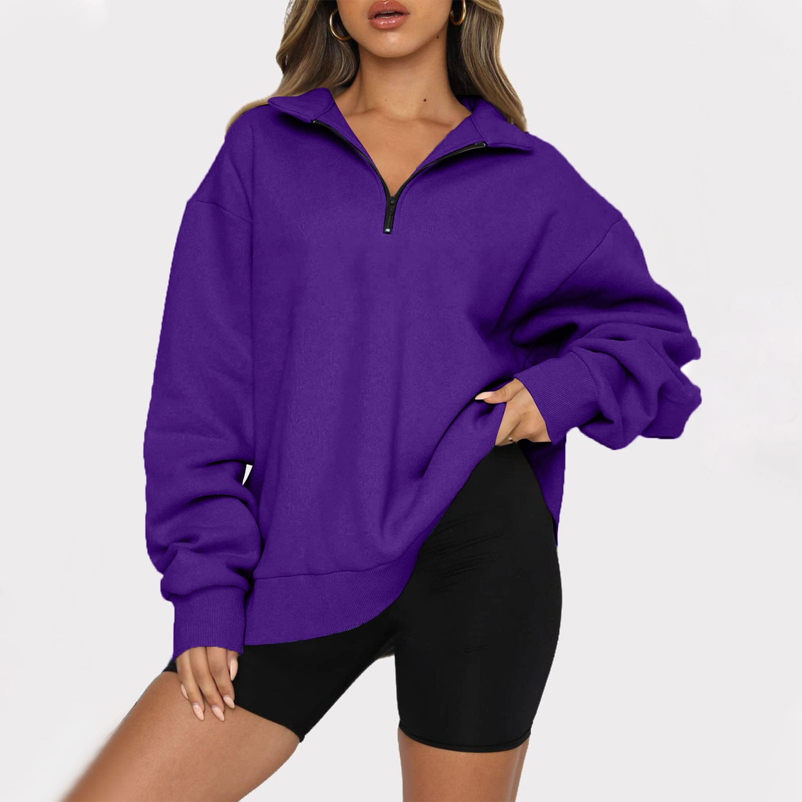 BETTE BOUTIK Womens Oversized Half Zip Pullover Long Sleeve Sweatshirt  Quarter Zip Brown Hoodie Sweater Teen Girls Fall Y2K Clothes : :  Clothing, Shoes & Accessories