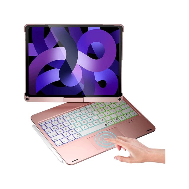 Touchpad Keyboard Case for iPad Air 5 10.9 inch 2022 / iPad Air 4 10.9 inch 2020 / iPad Pro 11 2021/2020/2018 with Multi-Touch Trackpad / Pencil Holder, 360° Rotatable,7 Color Backlit