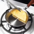 thumbnail image 4 of Sartén para tortillas con mango de madera de 12/16 cm, de acero inoxidable 304, antiadherente, de fondo plano, pequeña, para cocina, 16,8 cm-6,61 pulgadas, 4 of 6