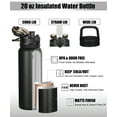 thumbnail image 6 of OLDLEY 3-in-1 Insulated 20oz Stainless Steel Water Bottles with Straw Lid & Chug Lid, 6 of 8