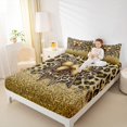 thumbnail image 4 of Manfei Cheetah Pattern Twin Sheet Sets,Leopard Print Bowtie Twin Fitted Sheet,Gold Brown Black Flat Sheet For Girls Kids,Luxury Bedroom Decor,3pcs, 4 of 7