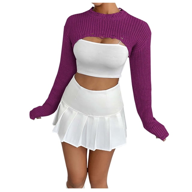 Hauts pour Femmes Manches Longues Mode Col Rond Ample Tendance Tricoté