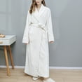 thumbnail image 3 of Homgro Women's Long Sleeve Bath Robe Fuzzy Soft Fleece Warm House Flannel Winter Sleepwear Full-length Pocket Thick White X-Large-XX-Large, 3 of 4