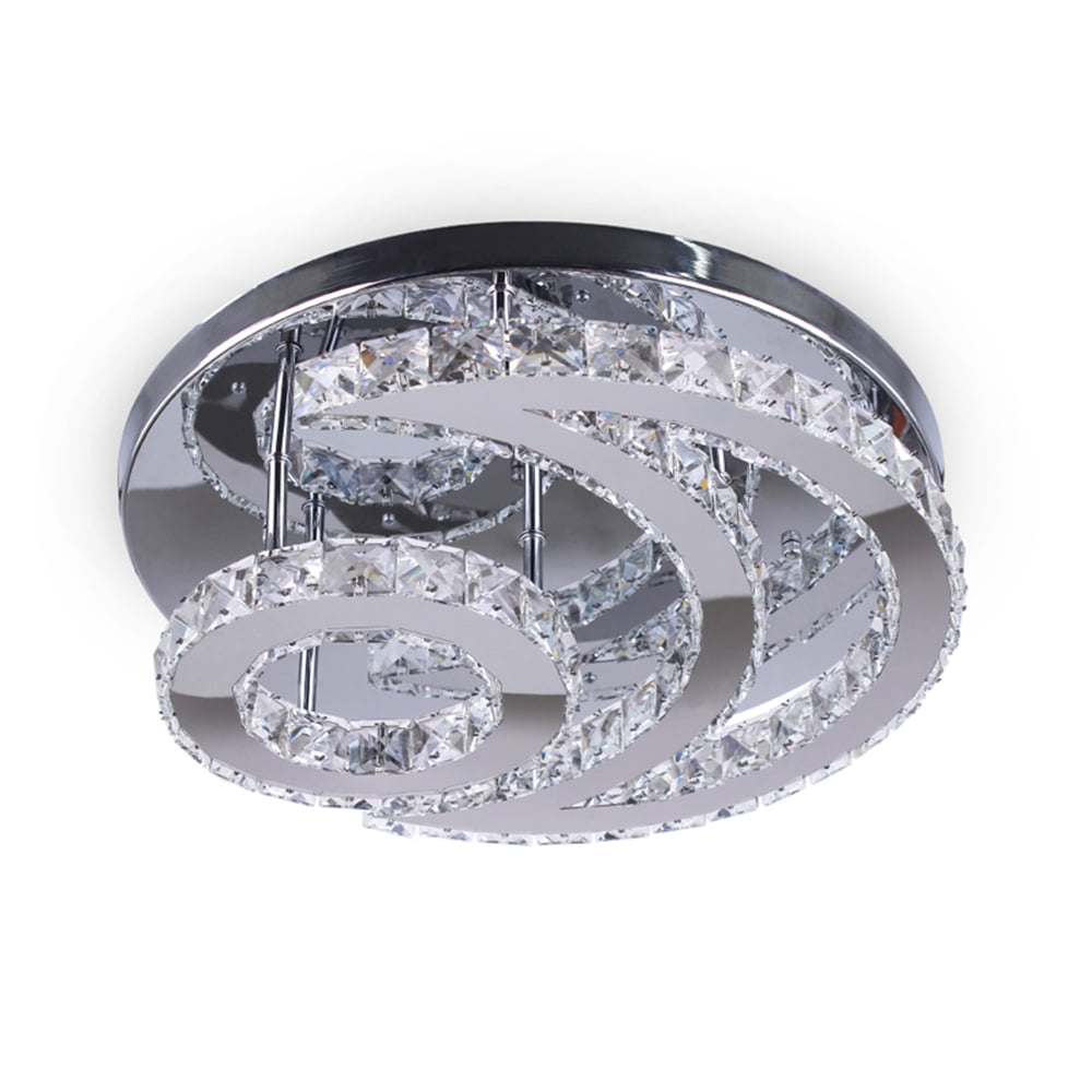FRIXCHUR Modern LED Moon Crystal Ceiling Light for Dining Room Bedroom Living Room(Warm White)