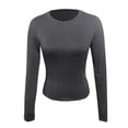 thumbnail image 4 of T-shirt Décontracté Uni à Manches Longues pour Femme, Coupe Ajustée, Chandail à Enfiler, Chandail de Base, Haut d'Automne, 4 of 4