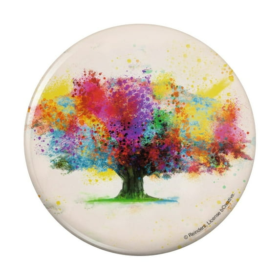 Color Bursting Rainbow Tree Pinback Button Pin