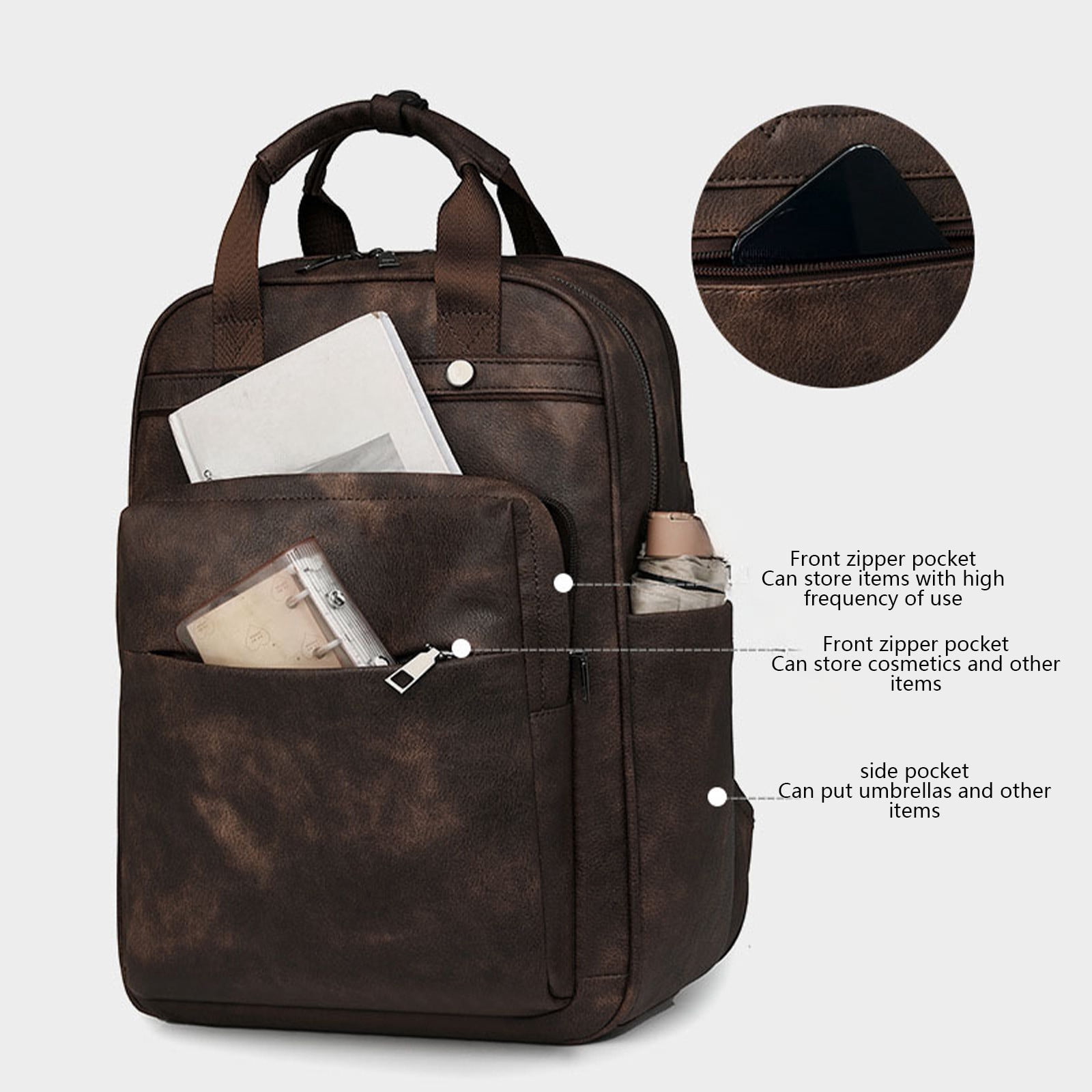 Large Capacity Backpack for Women, Fashion PU Leather Backpack for Commuting, Multi-Functional Travel Backpack, Waterproof Daypack with Padded Straps, Stylish Organizational Carryall Backpack