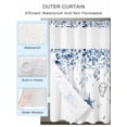thumbnail image 2 of No Hook Shower Curtain with Snap in Liner,Blue Starfish Shell Jellyfish Waterproof Bath Curtain Double Layers with See Through Top Window,Gradient Eucalyptus Leaves on White Shower Curtains 60x72in, 2 of 9