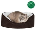 thumbnail image 4 of FurHaven Pet Products Faux Sheepskin & Suede Oval Pet Bed for Dogs & Cats - Espresso, Small, 4 of 10