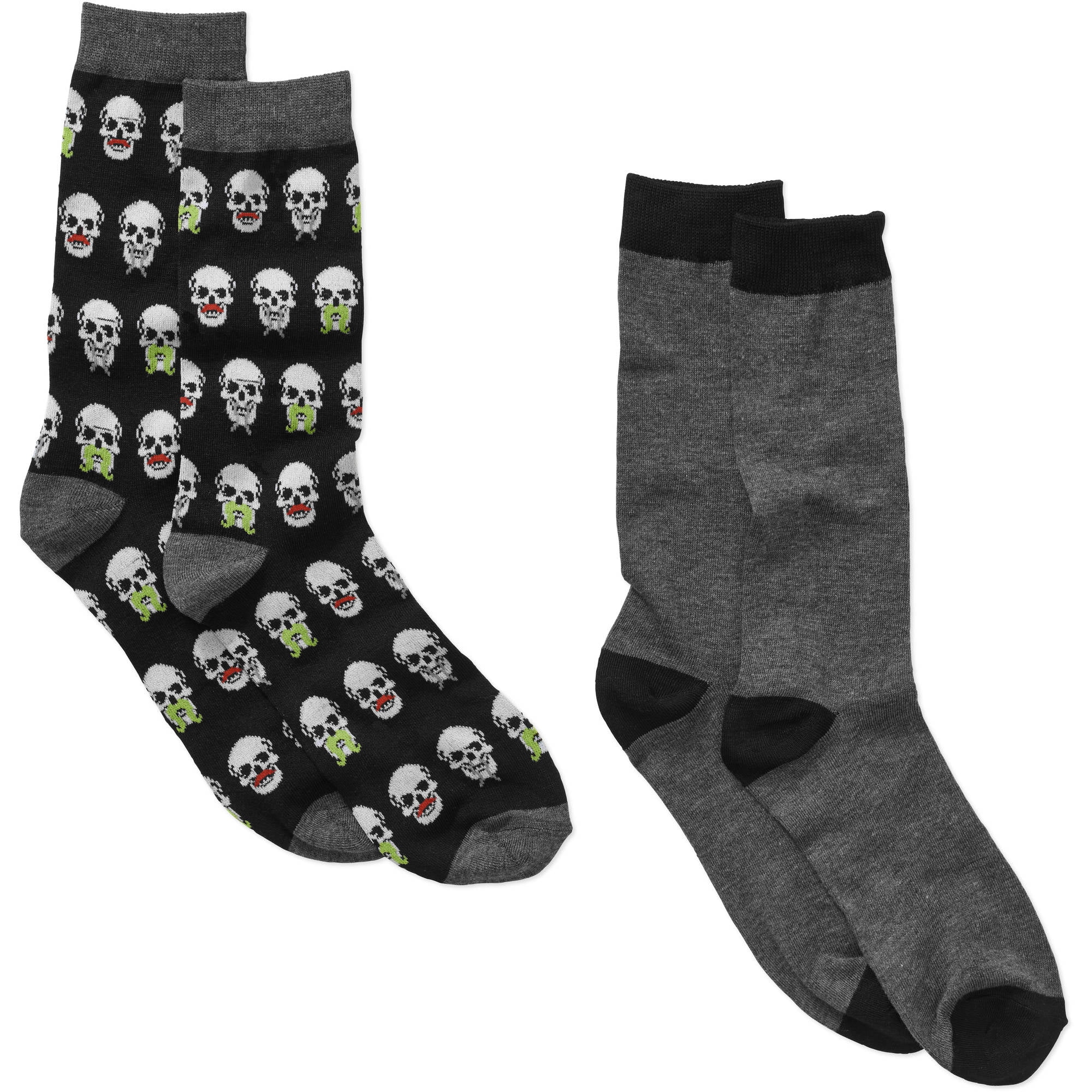 Skull Print Men's Novelty Socks, 2 Pack - Walmart.com