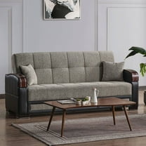 Ottomanson 87" Convertible Sofa Couch for Living Room, Chenille Modern Sofa Bed with Storage, Gray