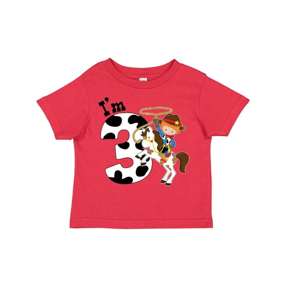Inktastic I'm Three-cowboy Riding Horse Birthday Boys Toddler T-Shirt