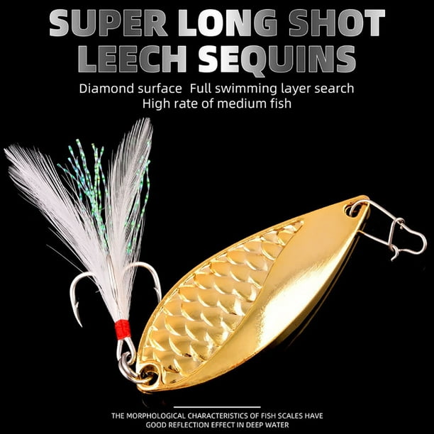 Intime 2.5g-20g Fishing Lures With Feather Treble Hooks Fishing Rotating Spoon For Saltwater Freshwater Other