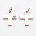 thumbnail image 2 of 2pcs 316 Surgical Stainless Steel Tiny Cross with Cubic Zirconia Long-Lasting Clear Rose golden 12x11x2mm Hole: 3mm, 2 of 2