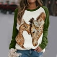 thumbnail image 2 of IROINNID Reduced Womens Winter Clothes Pullover Hoodies Round-Neck Button Long Sleeve Print Lounge T- Shirt Blouse Tops,Green, 2 of 4