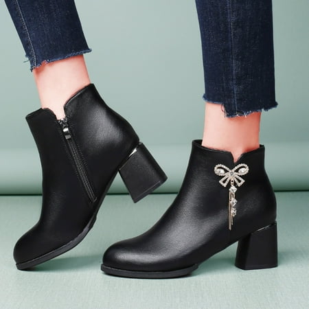 

Sanbonepd Ankle Boots Heels Thermal Zipper Women S Boots Short High Fashion Shoes Breathable Retro Women S Boots