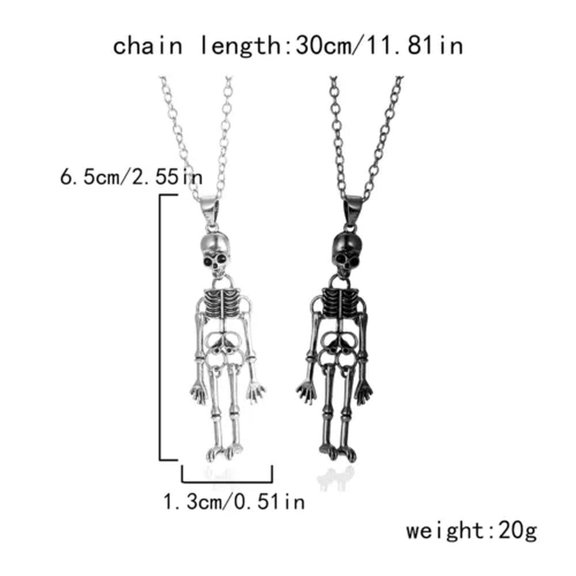 EOEMY Magnet Skull Pendant Necklace Set Couple Skeleton Halloween Gothic Wholesale-#2