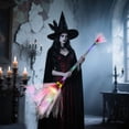 thumbnail image 2 of Leeye 26 Inch Red LED Light Up Witch Broomstick, Glowing Red Halloween Broom Prop with Built-in Lights, Battery Operated Witch Broom for Cosplay Party Decor, 2 of 4